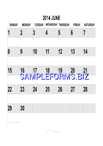 June 2014 Calendar 2 pdf free